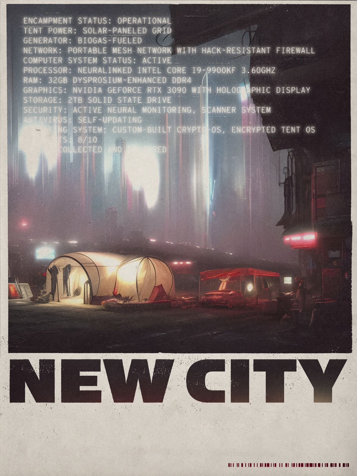 New City concept poster, market district